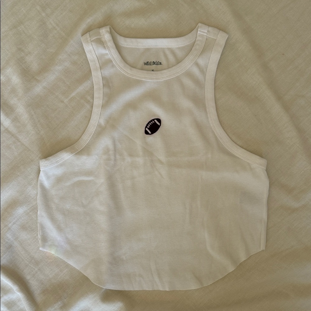 Wild Fable White Tank Top with Football Motif
